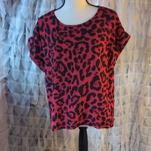 Bold Leopard Print Women's Top - Red and Black